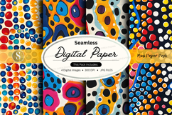 Seamless digital paper patterns with polka dots and vibrant Product Image 1
