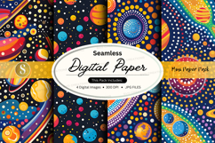 Seamless digital paper pack with vibrant cosmic patterns and Product Image 1