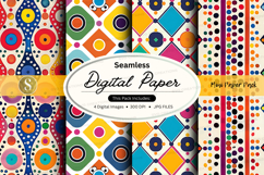 Seamless Digital Paper Patterns with Bright Geometric Shapes Product Image 1