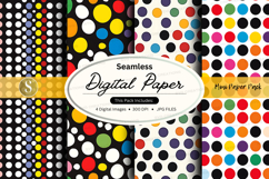 Seamless digital paper patterns with colorful polka dots and Product Image 1
