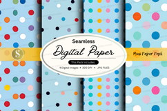Seamless digital paper pack with colorful polka dots backgro Product Image 1