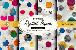 Seamless digital paper patterns with polka dots and geometri Product Image 1