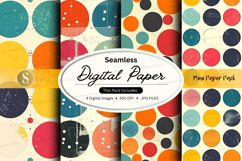 Colorful Seamless Digital Paper Pack with Polka Dots and Pat Product Image 1