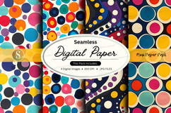 Seamless colorful polka dot digital paper pack for backgroun Product Image 1