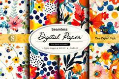 Seamless digital paper pack with floral polka dot patterns a Product Image 1