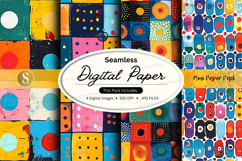 Colorful seamless digital paper patterns background set brig Product Image 1