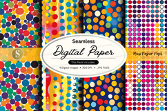 Colorful seamless digital paper patterns with polka dots and Product Image 1