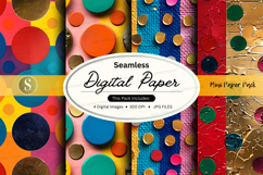 Seamless digital paper pack with colorful polka dots and geo Product Image 1