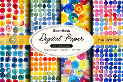 Seamless colorful polka dot digital paper pack for backgroun Product Image 1