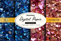 Seamless digital paper pack with watercolor textures and gol Product Image 1