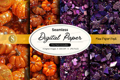 Seamless digital paper texture with glitter and pumpkins fal Product Image 1