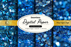 Seamless blue digital paper texture background with gold foi Product Image 1