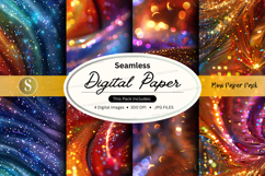Seamless digital paper pack with cosmic glitter textures bac Product Image 1