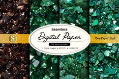 Seamless digital paper texture green gold glitter background Product Image 1