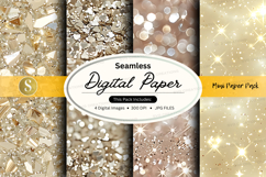 Seamless gold glitter digital paper texture pack background Product Image 1