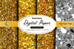 Seamless digital paper texture with autumn leaves and pebble Product Image 1