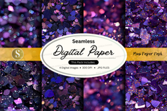 Seamless purple glitter digital paper texture pack backgroun Product Image 1