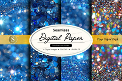 Seamless digital paper pack with glitter textures and bokeh Product Image 1