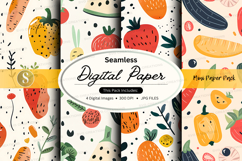 Seamless digital paper pack with fruit patterns and polka do Product Image 1