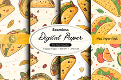 Taco seamless digital paper pattern colorful food background Product Image 1