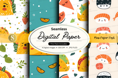 Seamless tropical digital paper pack with fruits and pattern Product Image 1