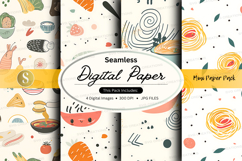 Seamless digital paper pack with kitchen food patterns Product Image 1