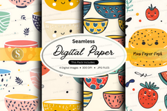 Seamless digital paper pack with fruit and summer patterns Product Image 1