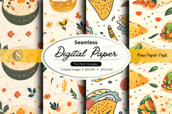 Seamless digital paper textures with food illustrations and Product Image 1