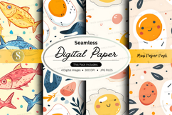 Seamless digital paper pack with fish eggs and faces pattern Product Image 1