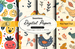Seamless digital paper pack with floral and fruit patterns Product Image 1