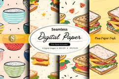 Seamless digital paper pack with food sandwich patterns Product Image 1