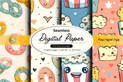 Seamless kawaii digital paper pack colorful patterns Product Image 1