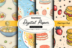 Seamless food digital paper pack with pastel textures Product Image 1