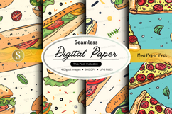 Seamless digital paper textures food pizza pattern backgroun Product Image 1