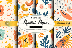 Seamless digital paper pack floral watercolor textures backg Product Image 1