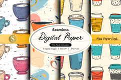Seamless digital paper cups pattern background design Product Image 1