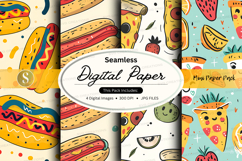 Seamless digital paper with food icons and patterns Product Image 1