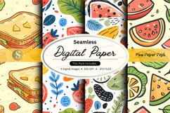 Seamless digital paper textures with food and fruit patterns Product Image 1