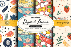 Seamless digital paper pack with fruit patterns and textures Product Image 1
