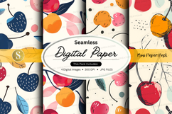 Seamless digital paper pack with fruit and polka dots Product Image 1