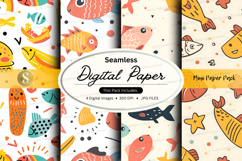Seamless tropical fish digital paper pack patterns Product Image 1