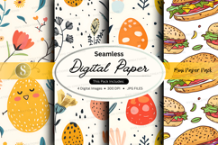 Seamless digital paper pack with food and floral patterns Product Image 1
