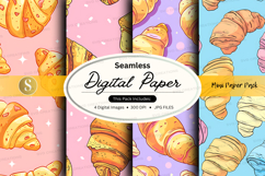 Seamless croissant digital paper pattern pastel background Product Image 1