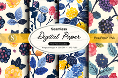 Seamless floral digital paper pack vintage watercolor backgr Product Image 1