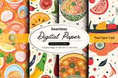 Seamless digital paper textures with food and fruit patterns Product Image 1