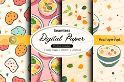 Seamless digital paper pack with sushi patterns and textures Product Image 1