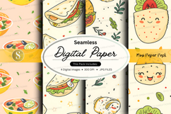 Seamless digital paper pack with food and happy faces Product Image 1