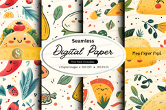 Seamless digital paper pack with fruit and veggies patterns Product Image 1
