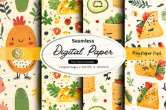 Seamless digital paper pack with floral and fruit patterns Product Image 1