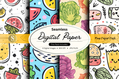 Seamless digital paper pack with fresh summer fruits and veg Product Image 1